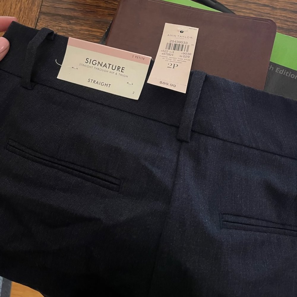 J.Crew Signature Straight Through Hip & Thigh Dress Pants, Navy, Size 2P